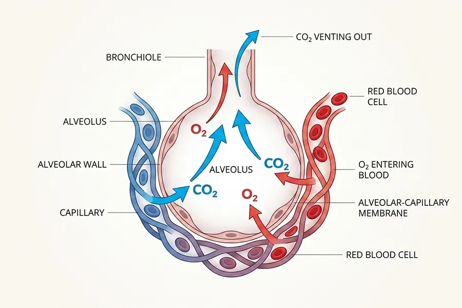 co2 buildup vs oxygen debt ventilation diagram