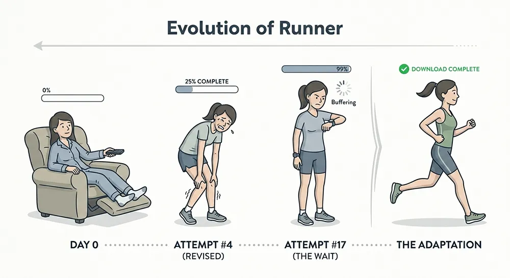 evolution of running adaptation infographic