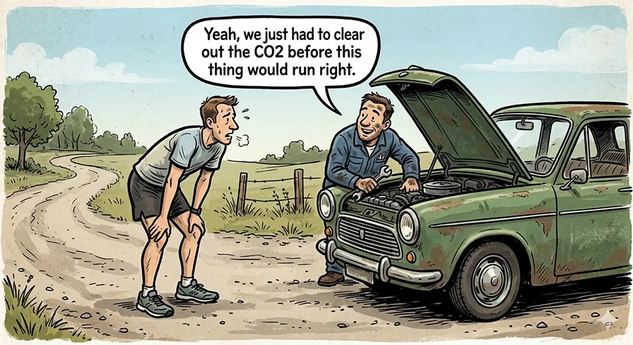 runner breathing co2 clearance mechanic metaphor